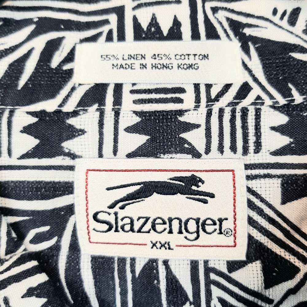 Slazenger Men's Tribal Hawaiian Button-Down Linen Blend Shirt Size XXL Resort - Picture 9 of 15